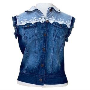Scully blue denim vest button up small